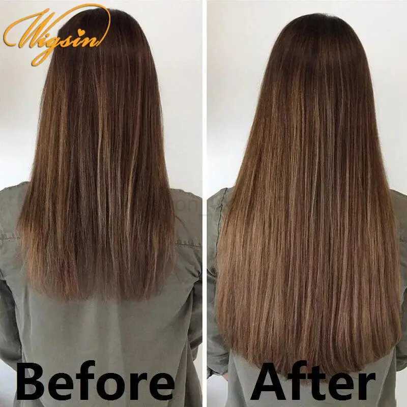 Wigsin synthetic 24 inch long straight 16 clip invisible hair heat-resistant fiber female hairX240719