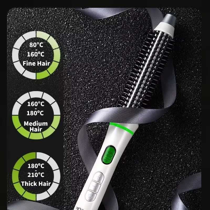 Professional Hair Curler Curling Iron Tourmaline Ceramic Hot Brush Hair Straightening Brush LCD Display Hair Styling Curly ToolsB240719