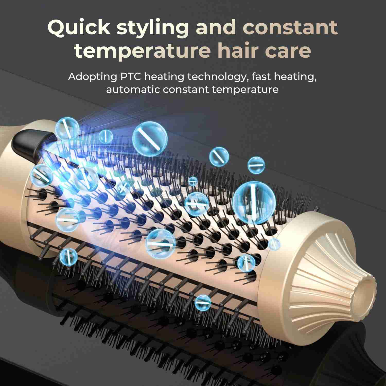 1.5 in Thermal Brush 10 Temps Curling Brush Heated Curling Iron Double PTC Ceramic Hair Curler Volumizing Brush CombB240719