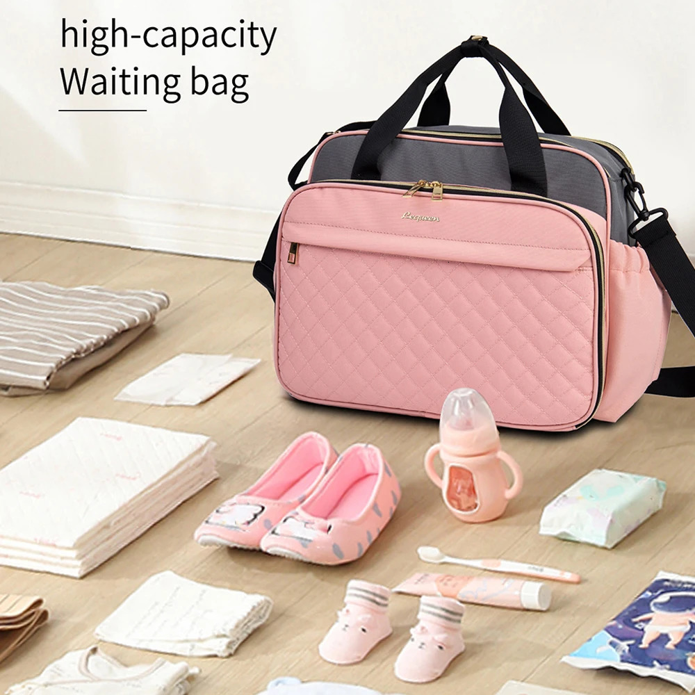 Diaper Bag Baby Care Bag Mom Nappy Pink Gray Large Capacity Baby Diaper Bag Baby Care Backpack 240704