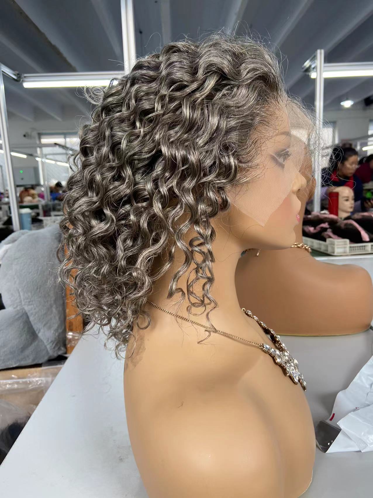 Deep curly Grey salt and pepper silver wig 100% Human Hair Wigs transparent hd Brazilian remy Short Bob 4x4 Lace Front closure For Women Black Pre Plu