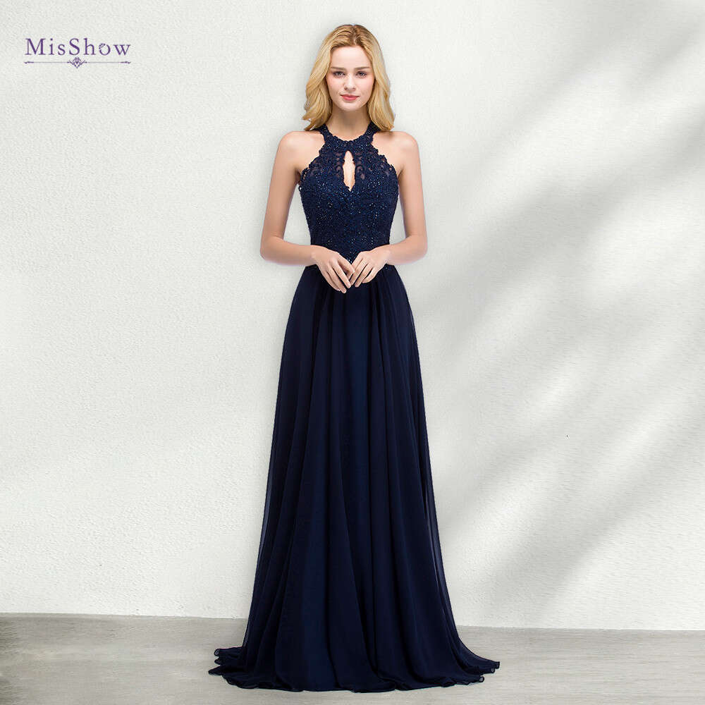 Chiffon Elegant Dress Women A-line Halter Jersey Fishtail with Beaded Motif Layers Over the Bodice Evening Party Gowns