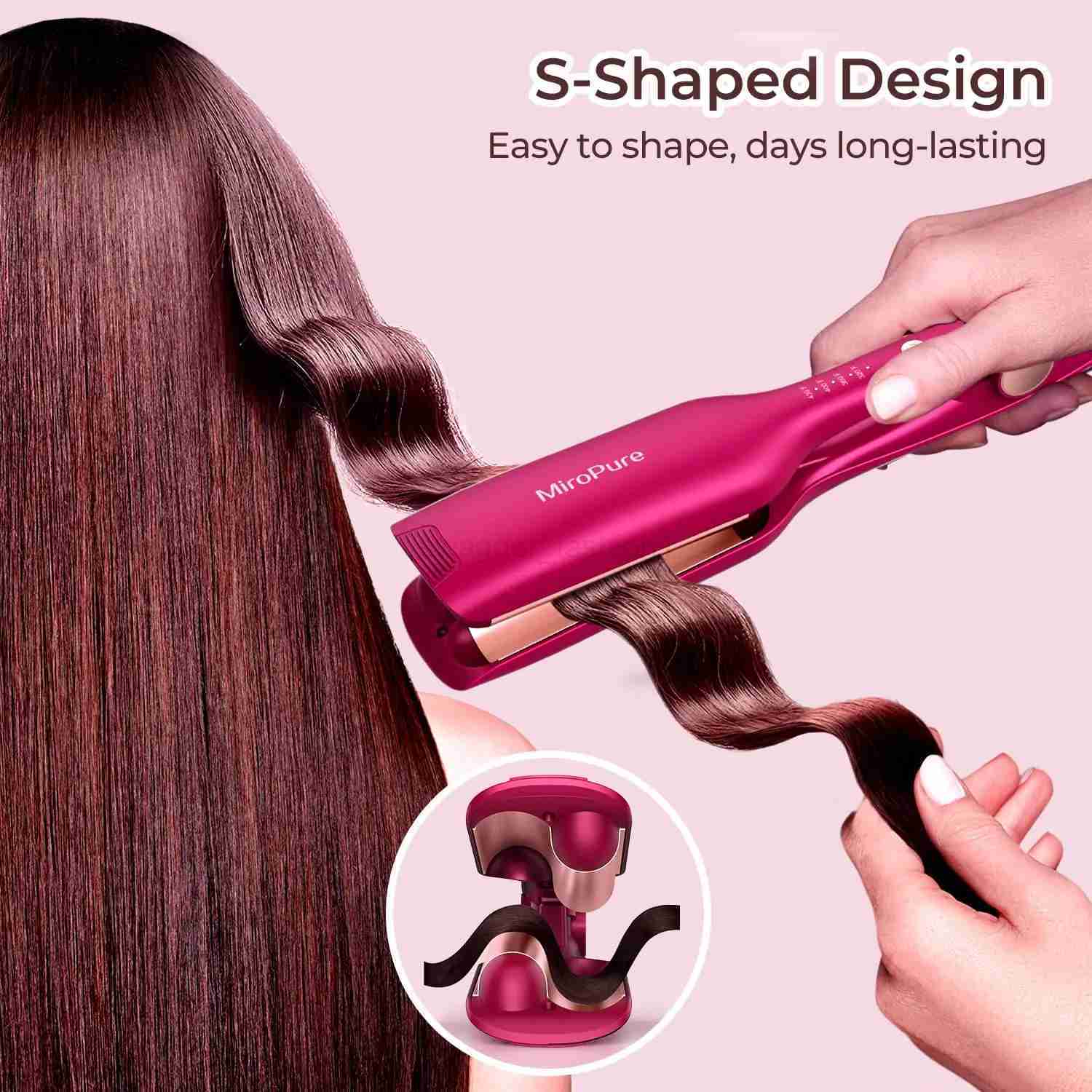 Wave Iron Beach Curling Hair Stick 2.54Cm PTC Heater Automatically Turns Off Easy To Adjust Shape Long-Lasting Heating 300B240719