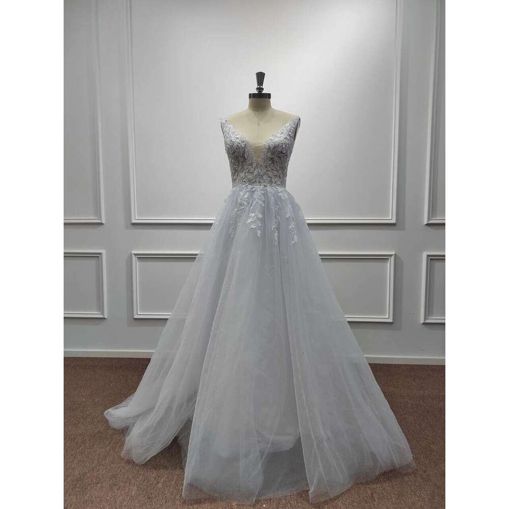 Soft Tulle Simple White Wedding Dresses V Neck Sleeveless Backless Spaghetti Straps Appliques Bridal Gowns Vestidos De Novia
