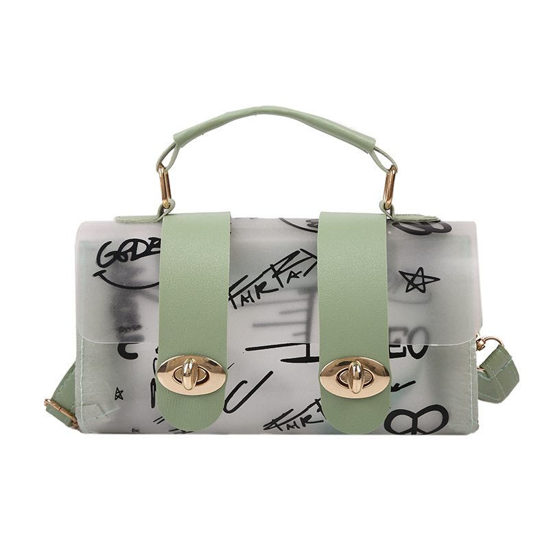 2023 New Women Shoulder Bag PVC Transparent Graffiti Messenger Female Bag Small Designer Handbag Purse Crossbody Bags for Women