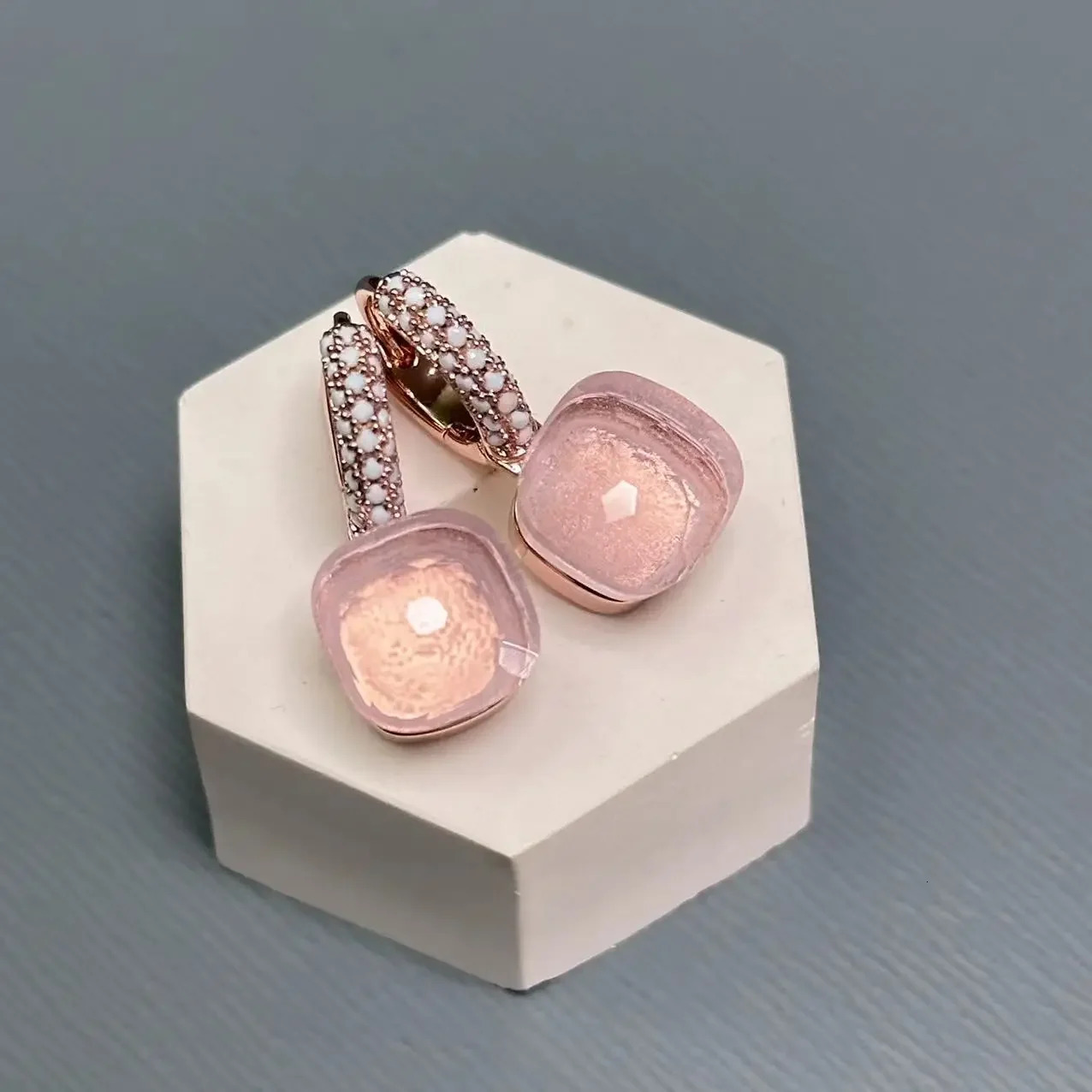 10.6mm Nudo earrings set with milk white zircon for womens amethyst pendant earrings candy square crystal earrings fashionable jewelry gifts 240710