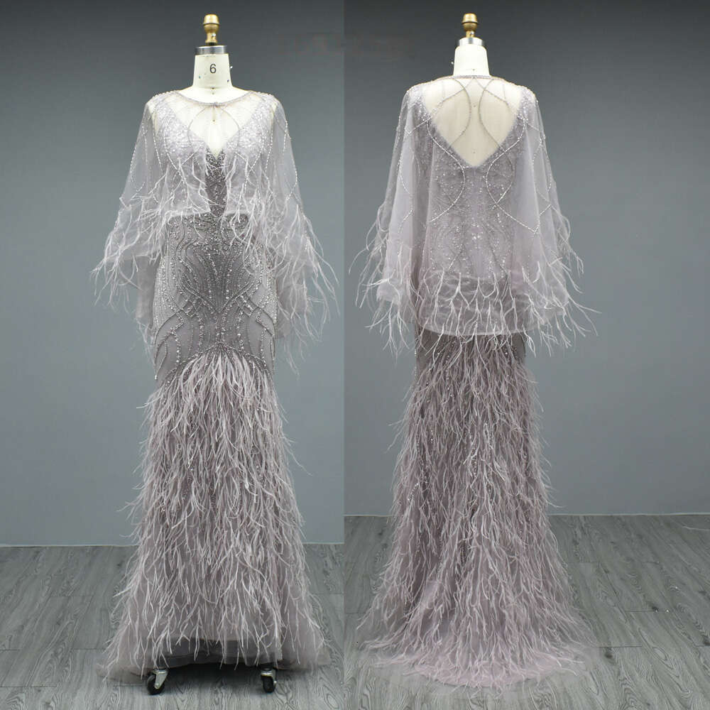 Dubai Pink Evening Dresses 2023 Feathers Gold Crystal Prom Beading Long Graduation Formal Party Gowns Vestido De Fiesta