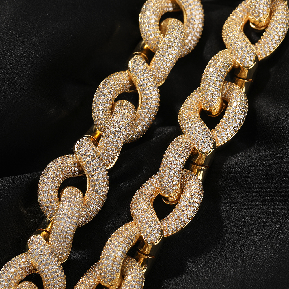 20mm Hip Hop Solid Heavy Cuban Chain Necklace Bracelet 5A Zircon Rap Jewelry