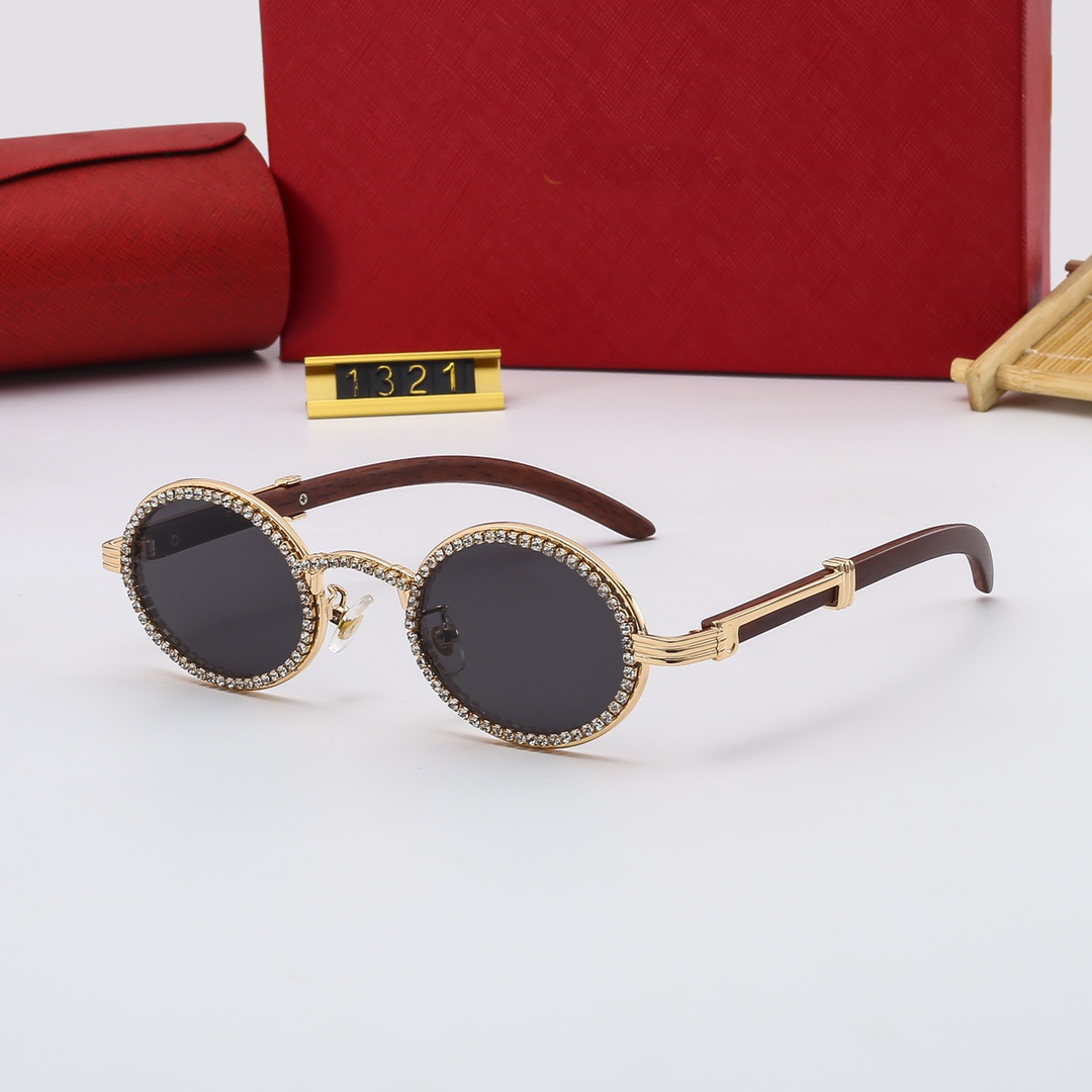 Cartlies Sunglasses Designer brand Glasses Women's round metal frame diamond-encrusted glasses men's driving glasses