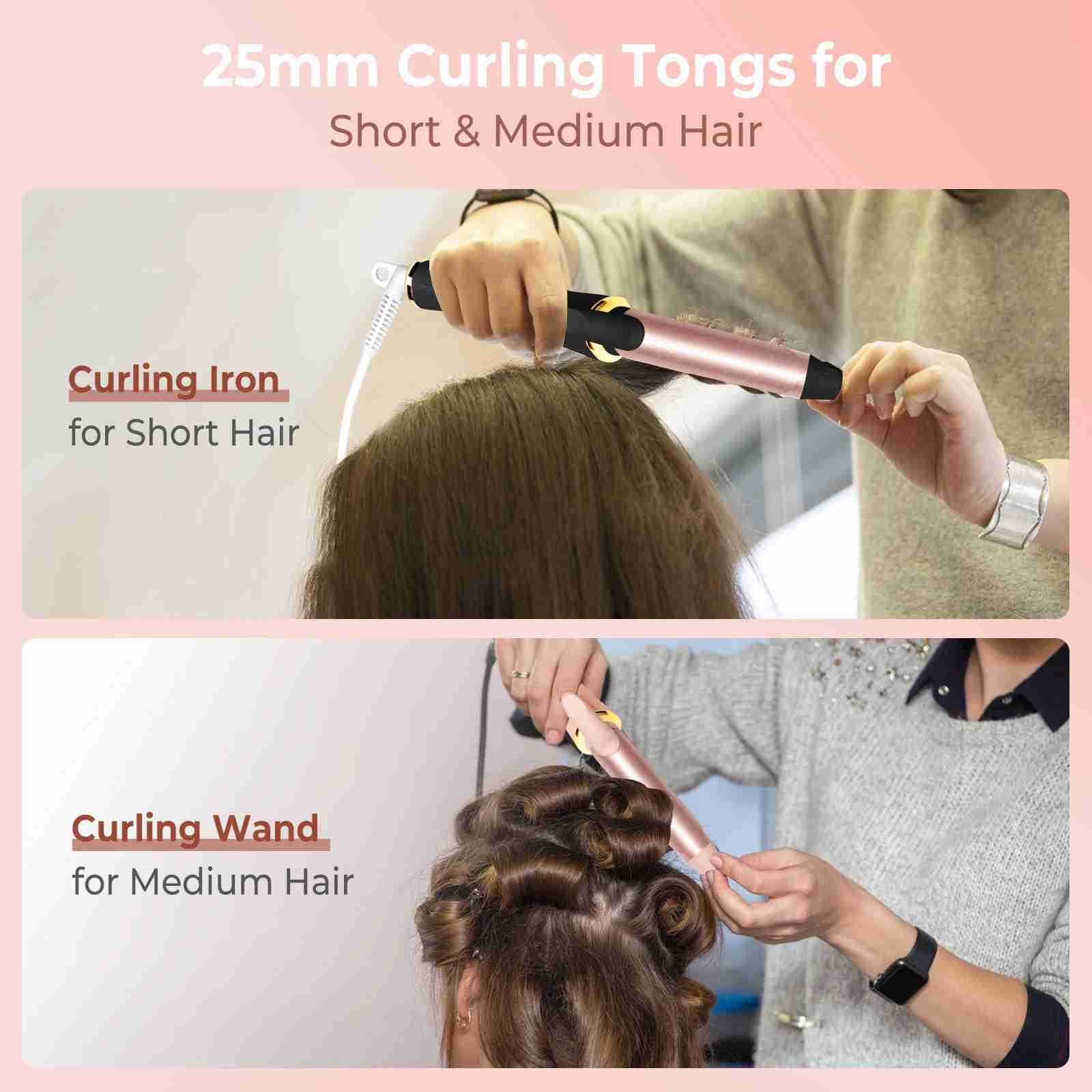 Ceramic Mini Hair Curler 25mm Travel Curling Iron Dual Voltage Curling Wand Small Hair iron Styler Curly Hair ProductsB240719