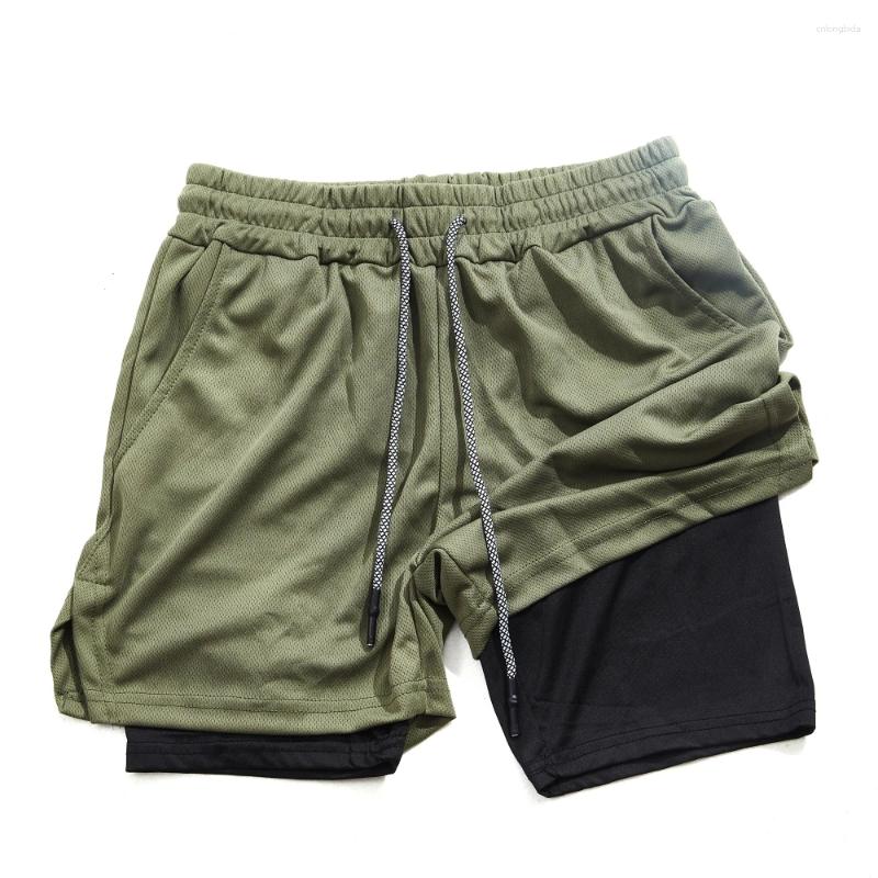 Men's Shorts And Women's Double-layer Fitness With Drawstring Mesh Lining Elastic Waist Breathable 2-in-1 Quick Drying