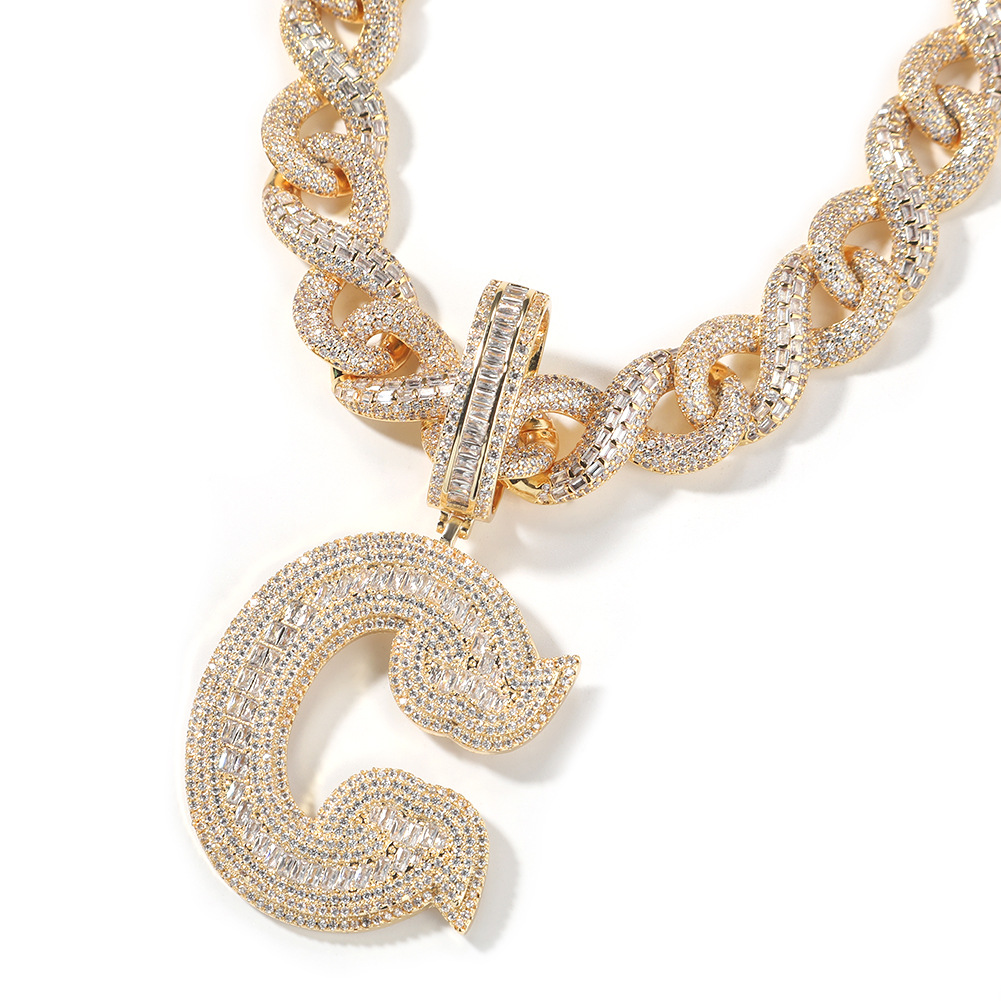 Hip Hop A-Z Custom Name Letters Pendant Necklace 5A T Zircon Women Mens Jewelry