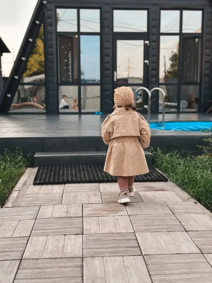 Spring Autumn Cotton Girl Toddler Trench kids Windbreaker Fashion Little Girl Double Breasted Jacket Outfits England Style 240711