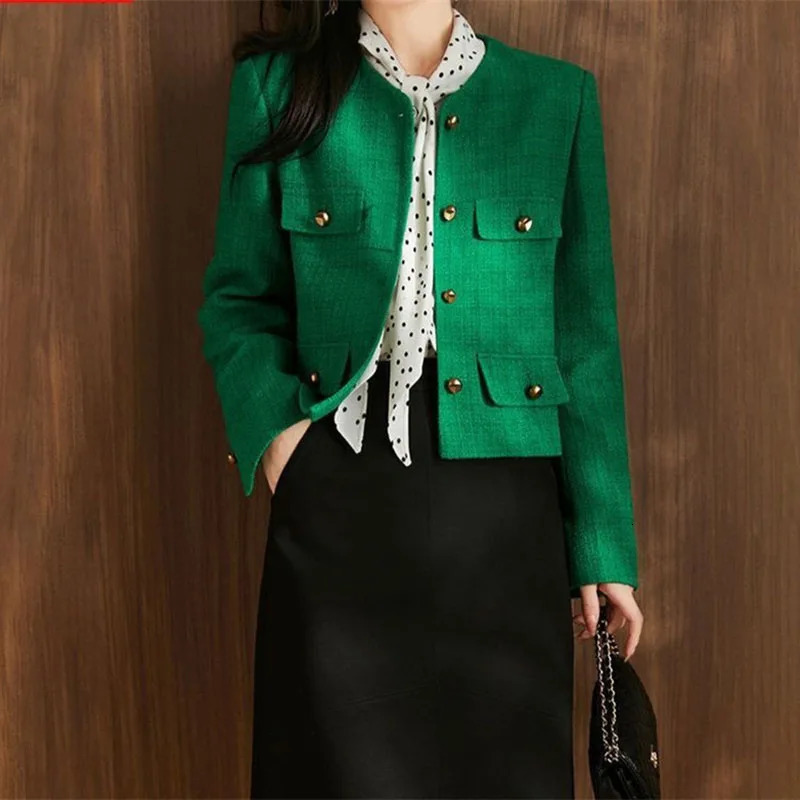 French Style Small Fragrance Coat Womens Tweed Short Jackets Female Autumn Outwear Temperament Overcoat Ladies Top 240712