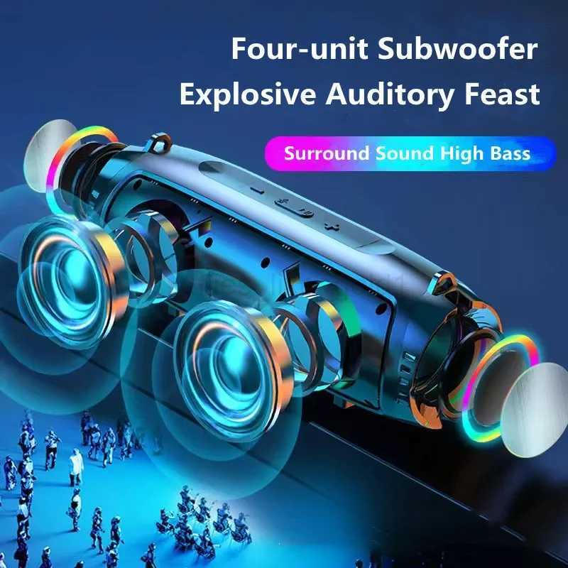 200W High Power Bluetooth Speaker Wireless Soundbox Outdoor Portable Subwoofer Waterproof PC Column Music Player with FM TF CardM240719