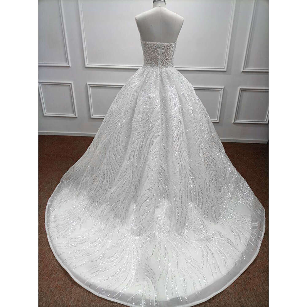 Strapless Pearls Wedding Dresses Women Exquisite Sequined Beading Sweetheart Bridal Gowns Formal Party Vestidos De Novia
