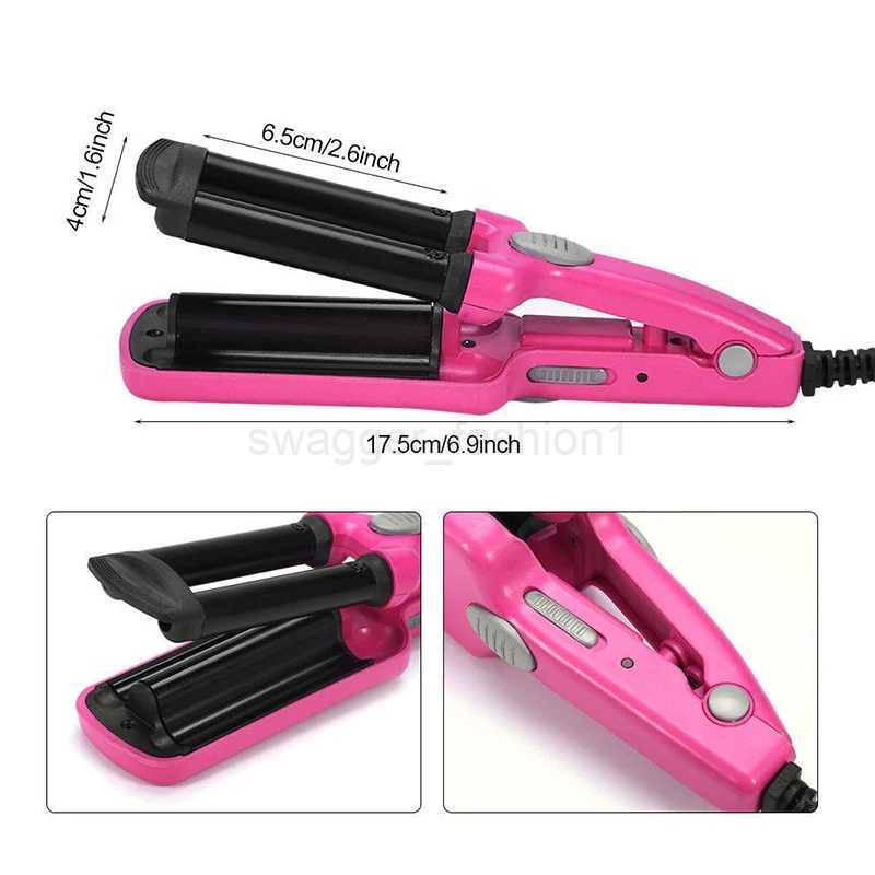 Mini Triple Barrel Hair Curler Professional Curling Iron Ceramic Hair Waver Iron Electric Curling Salon Wave Roller Hair StylingB240719