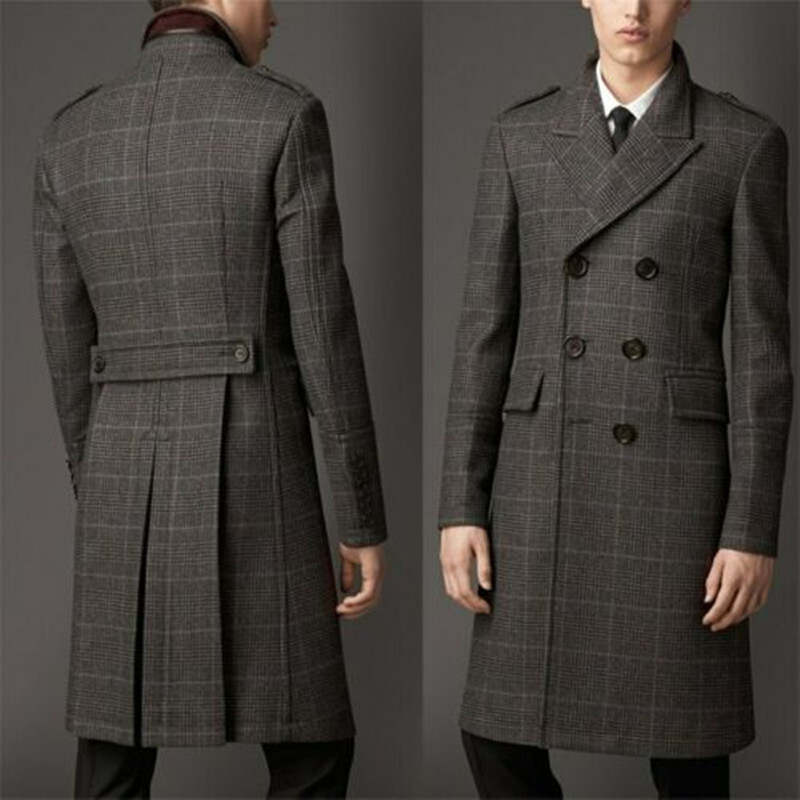 Formal Men Suits Thick Wool Custom Made Double Breasted Tuxedos Peaked Lapel Blazer Back Vent Business High Quality Popular Cheap Price Autumn Long Co