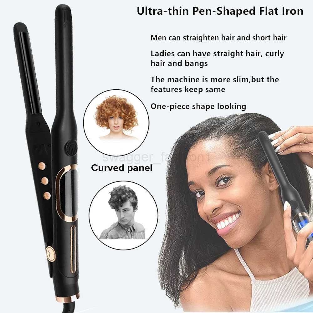 Professional Hair Curler 0.4 Inch U-shaped Plate Pencil Flat Iron For Short Hair Pixie Cut Beard Styling Tools Dual VoltageB240719