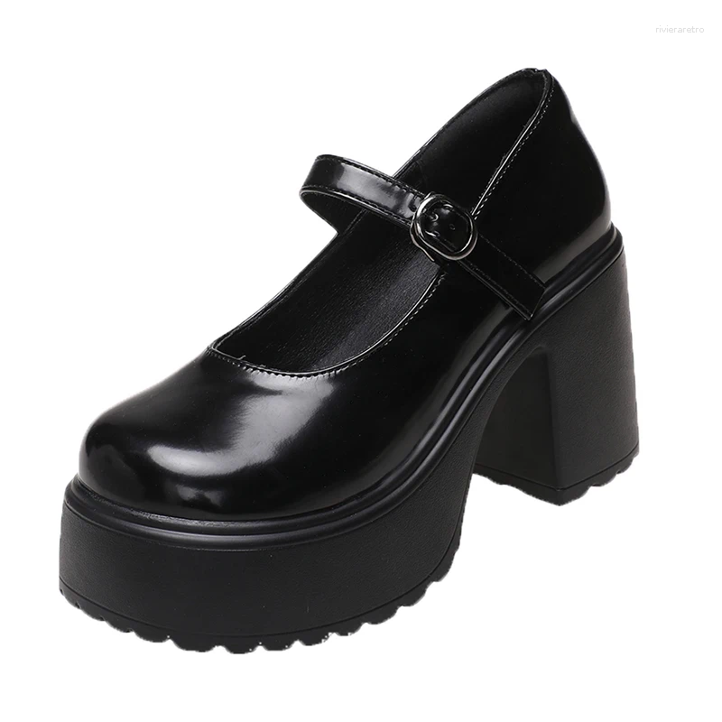 Dress Shoes White Chunky Platform Mary Janes Women 2024 Buckle Strap Super High Heels Pumps Woman Patent Leather Thick Heeled Party