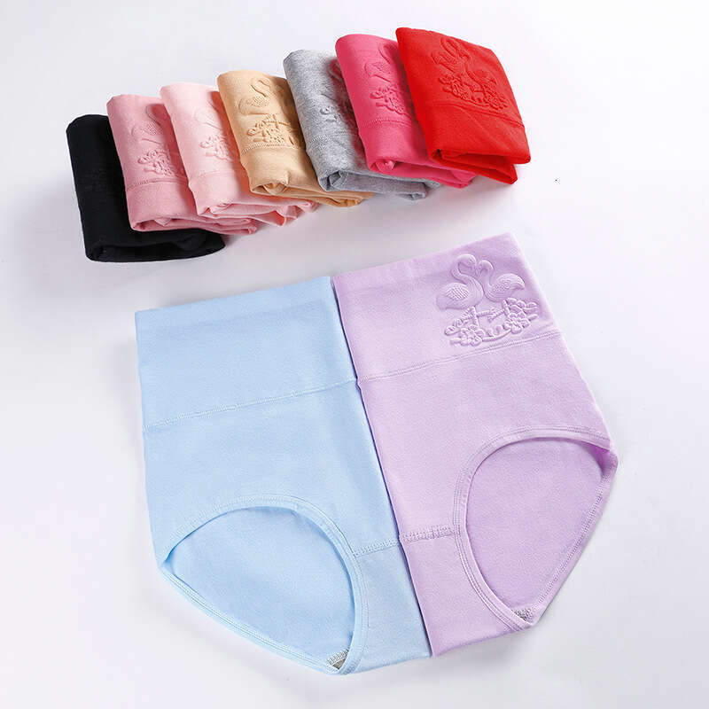 Pure Cotton Triangle Pants Embossed Postpartum High Waisted Abdominal Large Size Underwear Calecon Underwear Women Women Underwear Underwears Woman