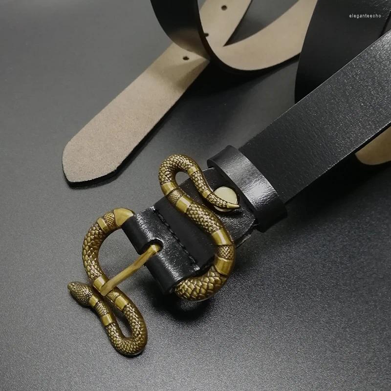 Belts Women High Quality Belt Snake Buckle Ceinture Femme Genuine Leather Mens Man Jeans