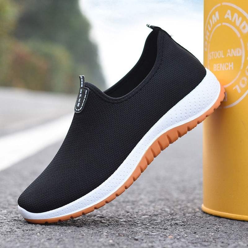 Mesh Breathable Shoes for Men Non-slip Wear-resistant Slip on Flat Casual Shoes Fashion Light Sport Walking Shoes