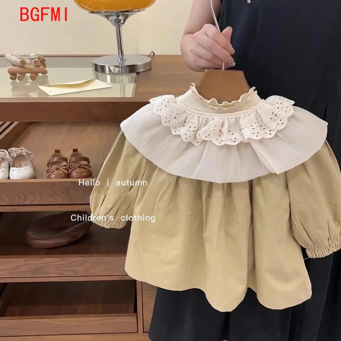 2-7 Yrs Spring Autumn Korean Version Toddler Girls Cotton Windbreaker Jacket Childrens Baby Doll Collar Fashion Trench 240711
