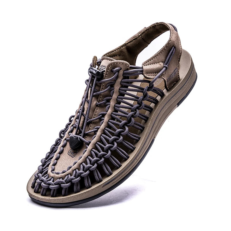 Mens shoes high-quality handmade woven shoes pull up outdoor sandals summer soft and non slip gladiator hiking beach platform sandals 240719