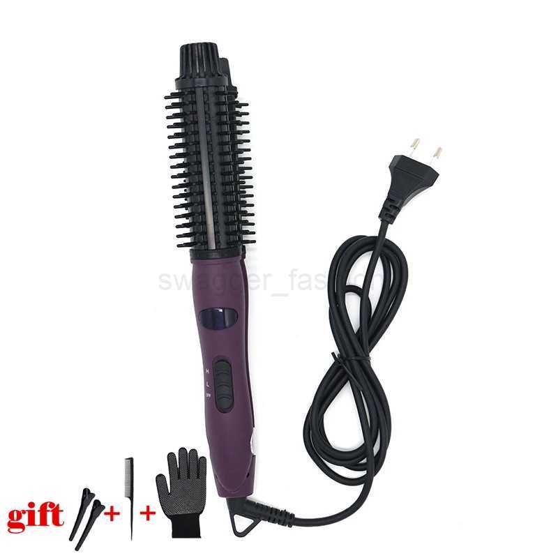 4 in 1 Ceramic Styler Hair Curler Brush Straight and Curl Curling Iron perm hair comb pear flower electric round brush shapeB240719
