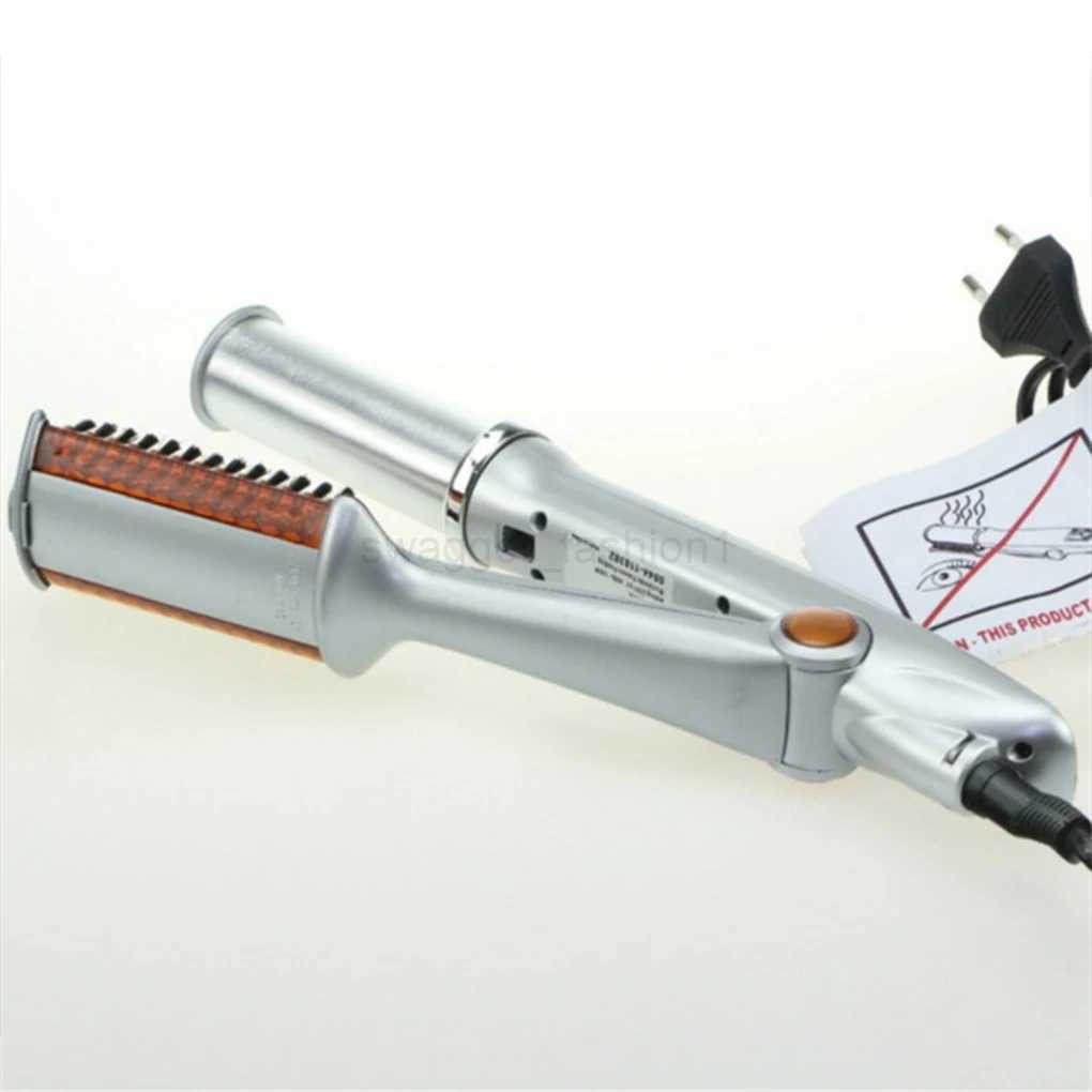 Hair Curling Iron Rotating Hair Curler 2 In 1 Hair Curler Straightener Brush Smoothing Hair Iron Electric HairbrushB240719