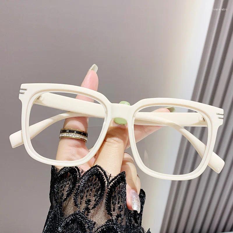 Square Blue Fashion Light Blocking Reading Glasses for Women - 2024 Trendy Oversized Frame 4