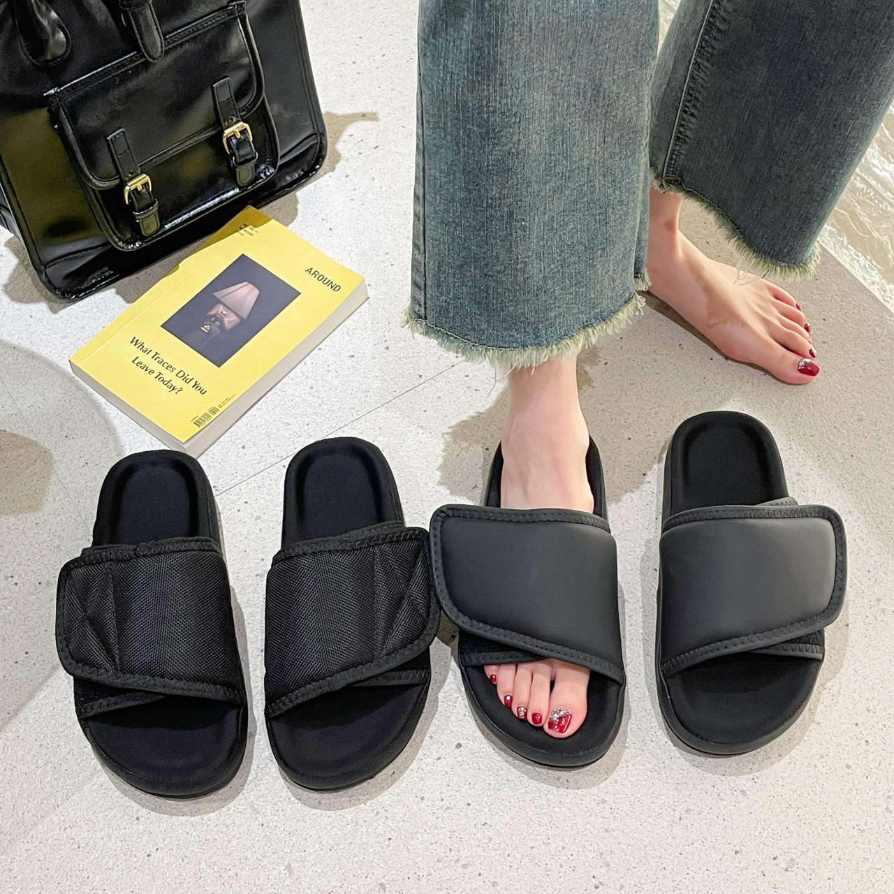 Minimalist Fashion Single Band Slide Sandals Solid Color Women Slippers 2024 Summer New Outdoor Sandy Beach Open Toe Flat Shoes 78a