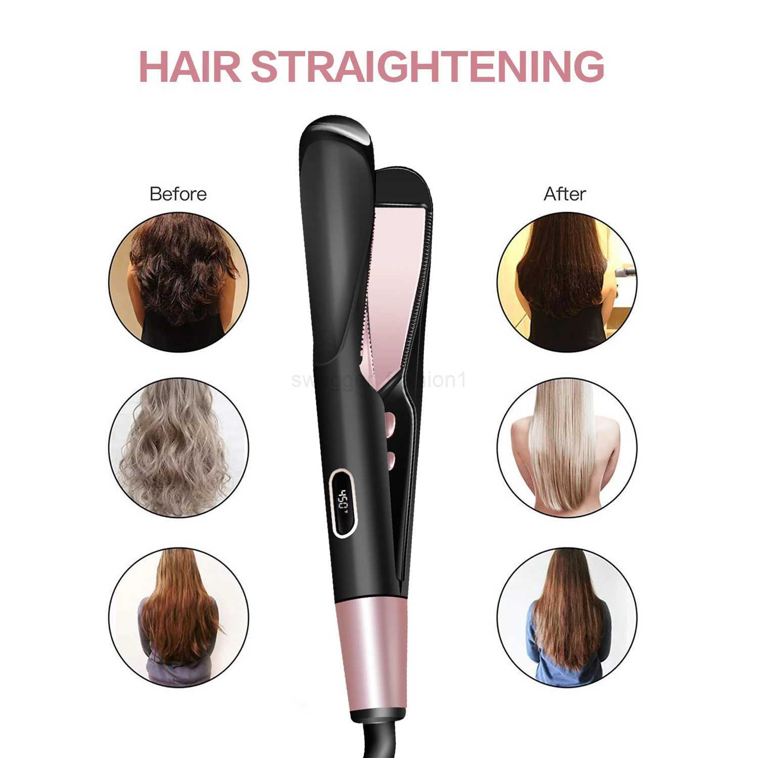 2 In 1 Pro Twist Hair Straightener And Curler Spiral Wave Curling Gold Titanium Flat Iron Straightening Curling Styling ToolB240719