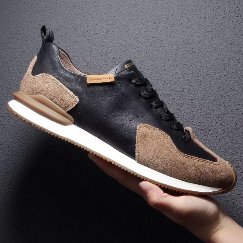 Leather Men's Sneakers High Quality Fashion Casual Shoes Rubber Thick Bottom Low-Top Outdoor Comfortable Mans Walking Footwear