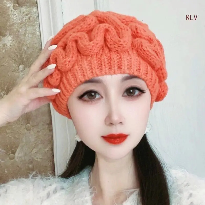 Novelty Hat for Girls Knit Hat Spoof Beanie Hat Outdoor Activity Skull Hat Windproof Breathable Bonnet Headgear 240712
