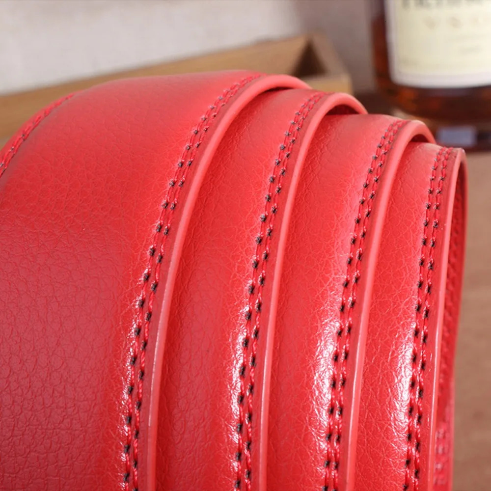 FAJARINA Unisex Fashion Style Belt Red Cowhide Genuine Leather Pure Colour Blank Automatic Metal Belts for Male Female AUTBT010 240709