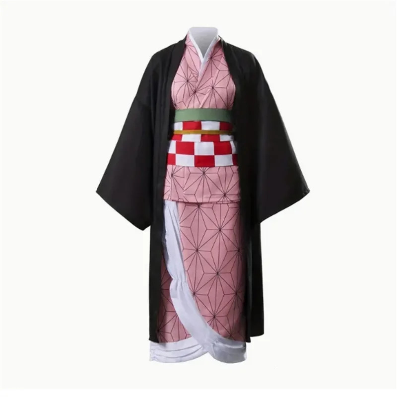 Anime Demon Slayer Nezuko Cosplay Costume Kimono Kimetsu No Yaiba Kamado Nezuko Costume Wig Womens Girls Kimono Uniform Clothes 240716