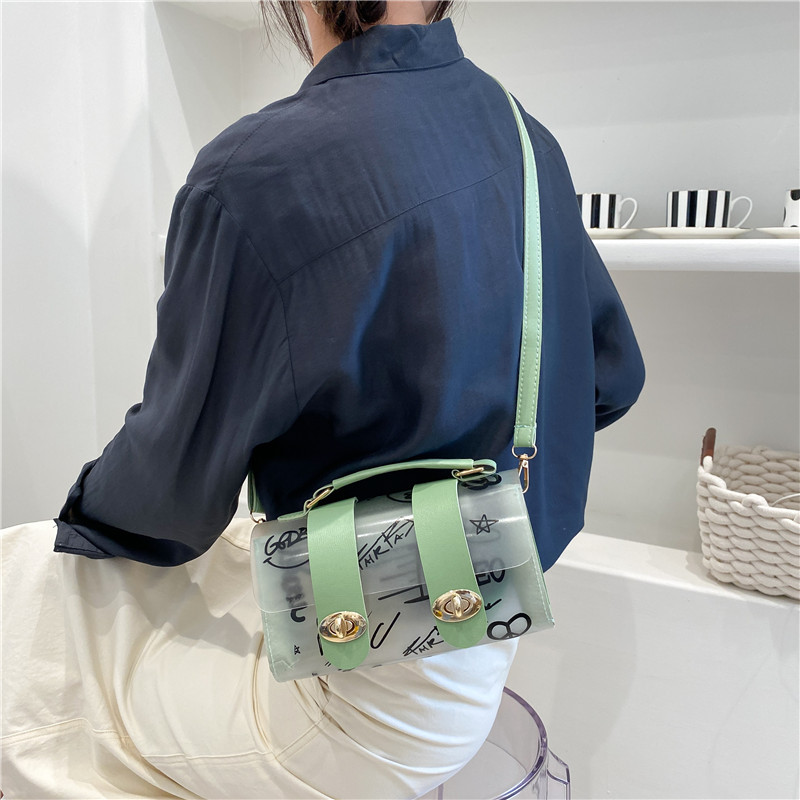 2023 New Women Shoulder Bag PVC Transparent Graffiti Messenger Female Bag Small Designer Handbag Purse Crossbody Bags for Women