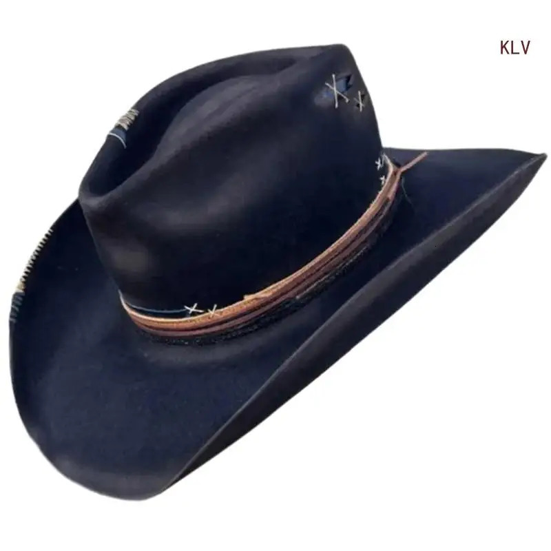 Top Hat with Distressed Ribbon Victorian Age Wool Top Hat Classical Homburg Hat for Boy Men Adults Wool 240712