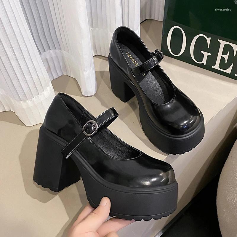 Dress Shoes White Chunky Platform Mary Janes Women 2024 Buckle Strap Super High Heels Pumps Woman Patent Leather Thick Heeled Party