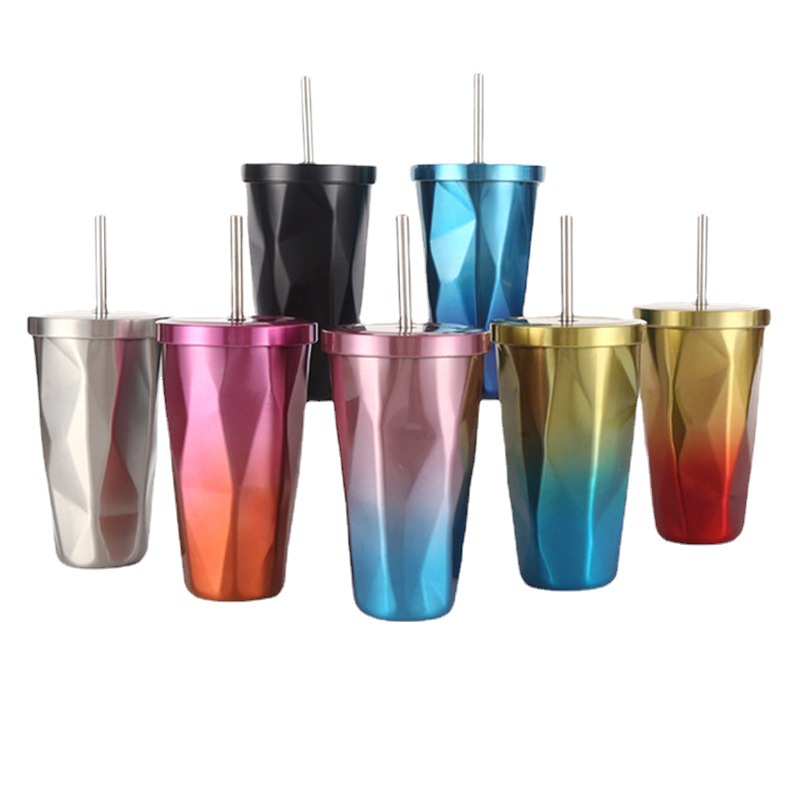 2# spot creative large capacity gradient home cup Diamond suction cup stainless steel ice Cup insulation