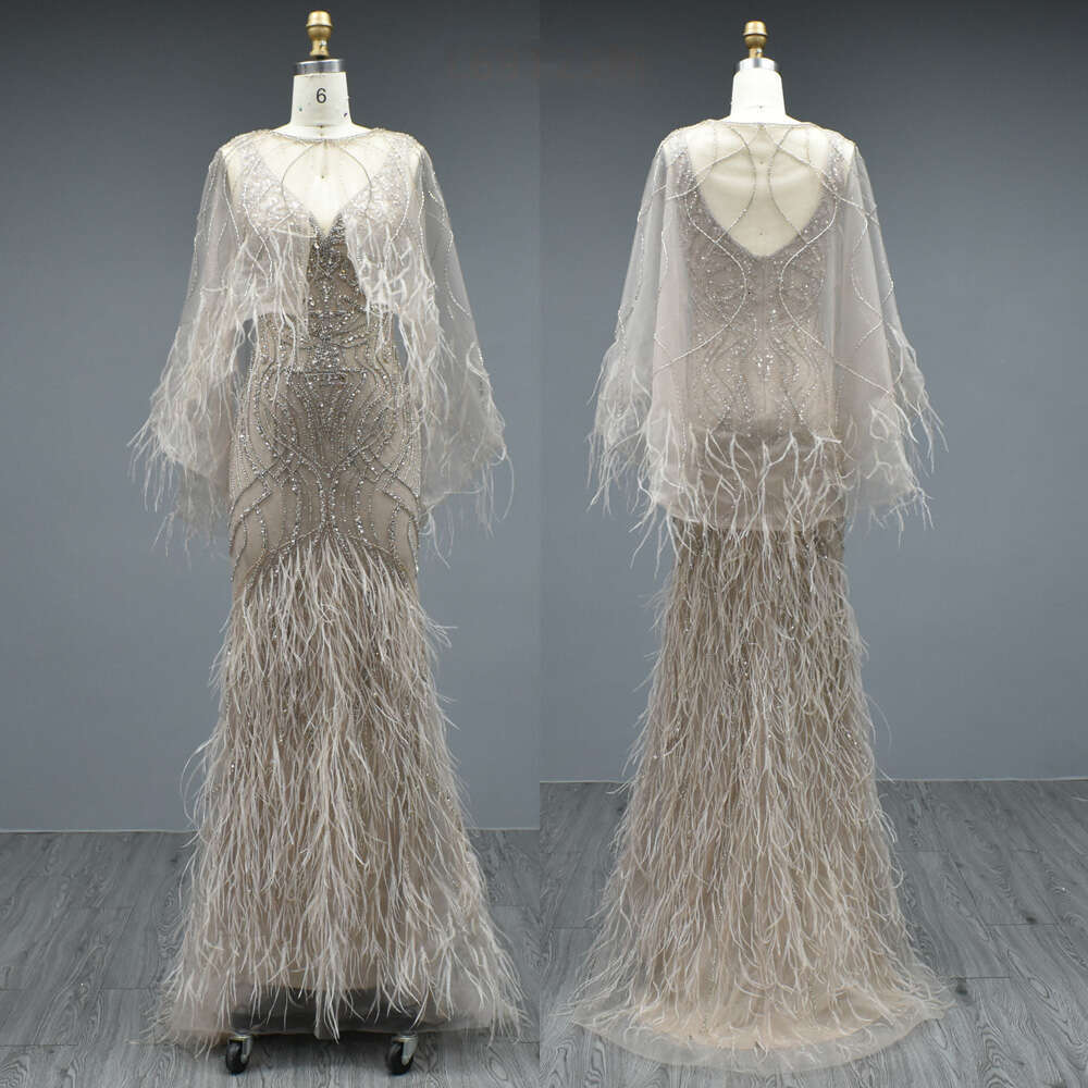 Dubai Pink Evening Dresses 2023 Feathers Gold Crystal Prom Beading Long Graduation Formal Party Gowns Vestido De Fiesta