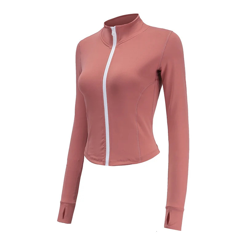 Autumn Sport Jacket Women Long Sleeve Zip Fitness Yoga Shirt Top Workout Gym Activewear Sport Running Coats Training Clothes 240715