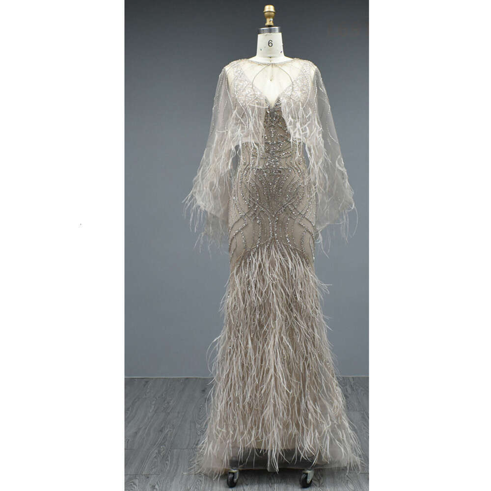 Dubai Pink Evening Dresses 2023 Feathers Gold Crystal Prom Beading Long Graduation Formal Party Gowns Vestido De Fiesta