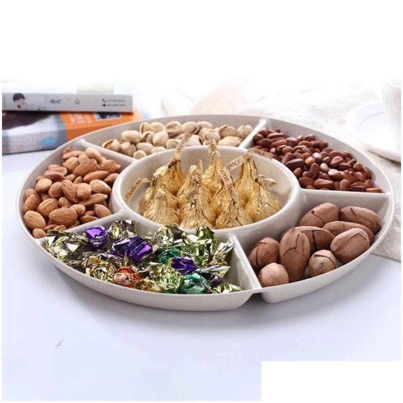 Dishes & Plates 1 Pc 6-Artment Food Storage Tray Dried Fruit Snack Plate Appetizer Serving Platter For Party Candy Pastry Nuts Dish Dr Dhpzs