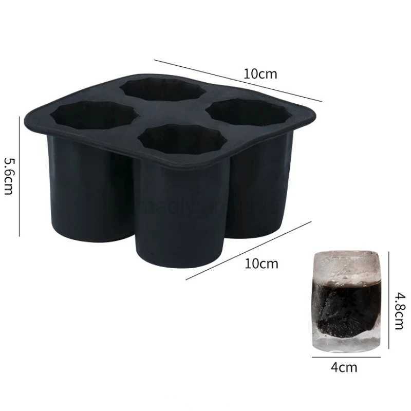 Creative 4 Grids Ice Cube Tray Mold Cup Mould Makes Shot Glass Ice Mould Novelty Gifts Ice Tray Summer Drinking Kitchen ToolM240719