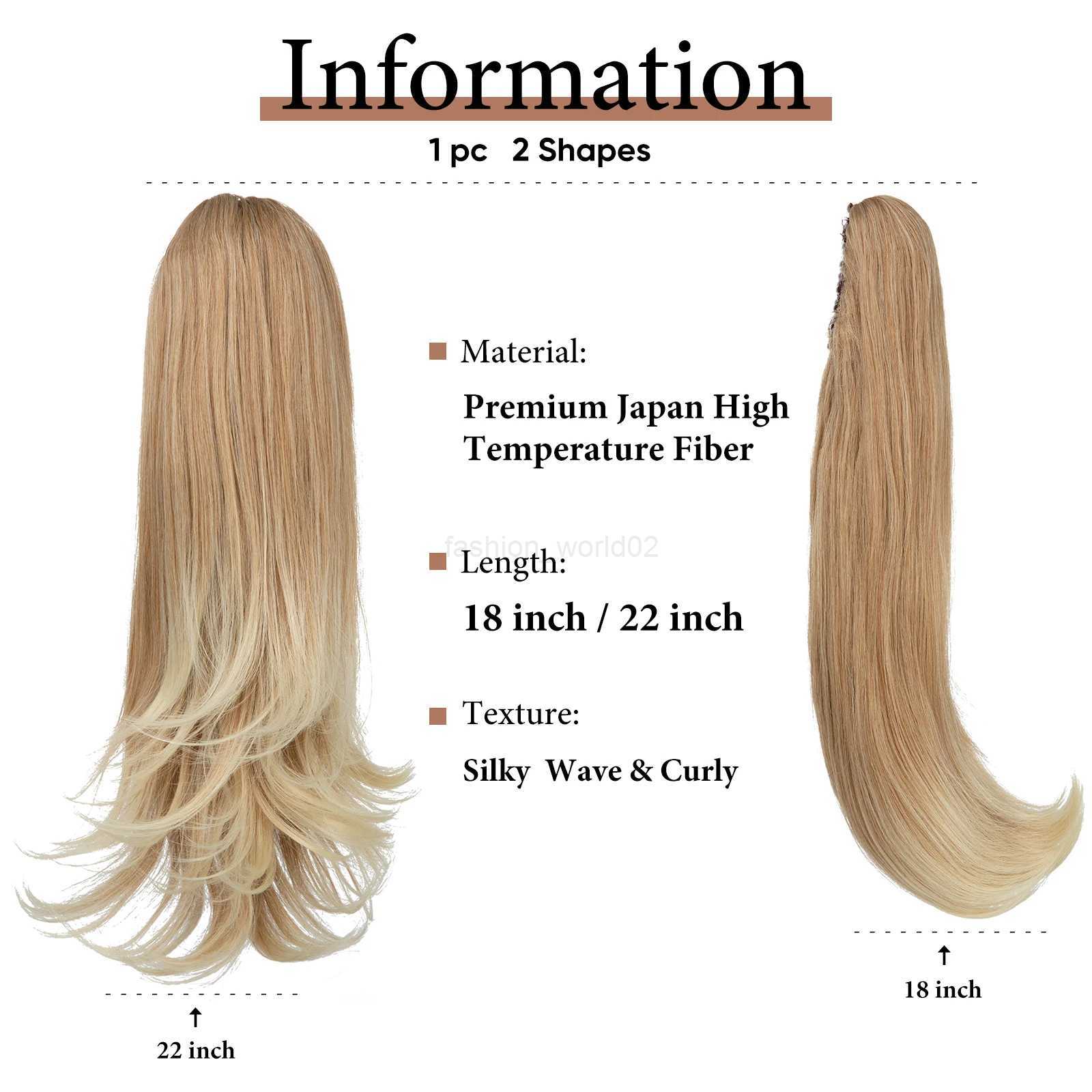 Synthetic claws clamped on ponytails hair extensions long straight fake blonde braids with elastic ponytailsX240719