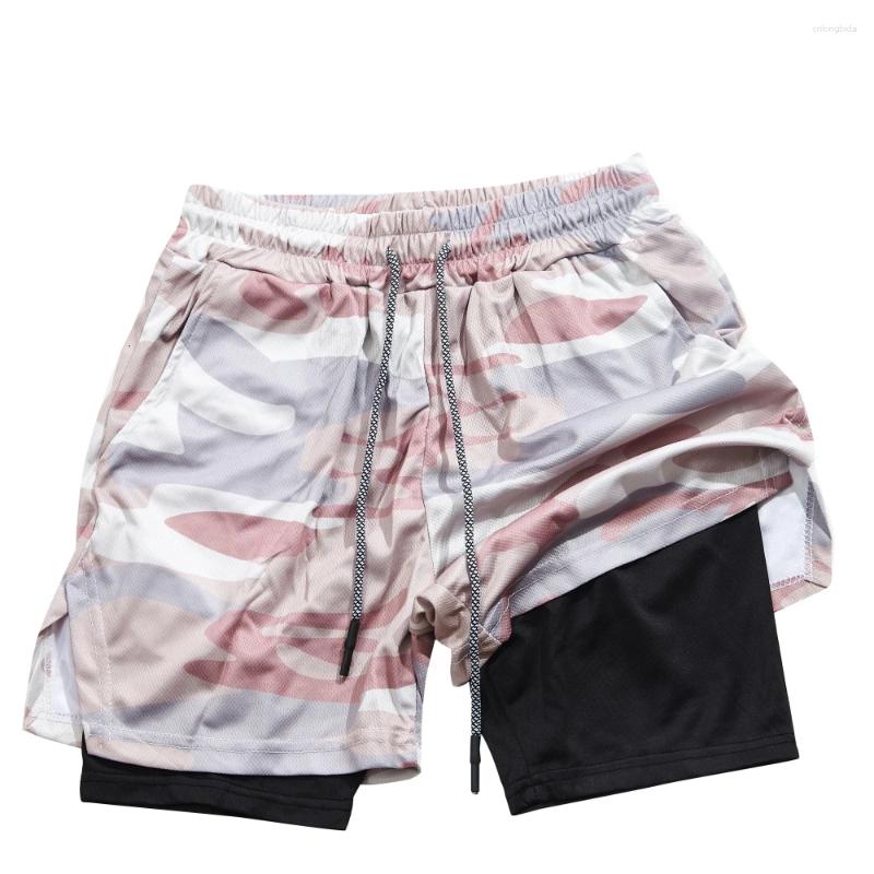 Men's Shorts And Women's Double-layer Fitness With Drawstring Mesh Lining Elastic Waist Breathable 2-in-1 Quick Drying