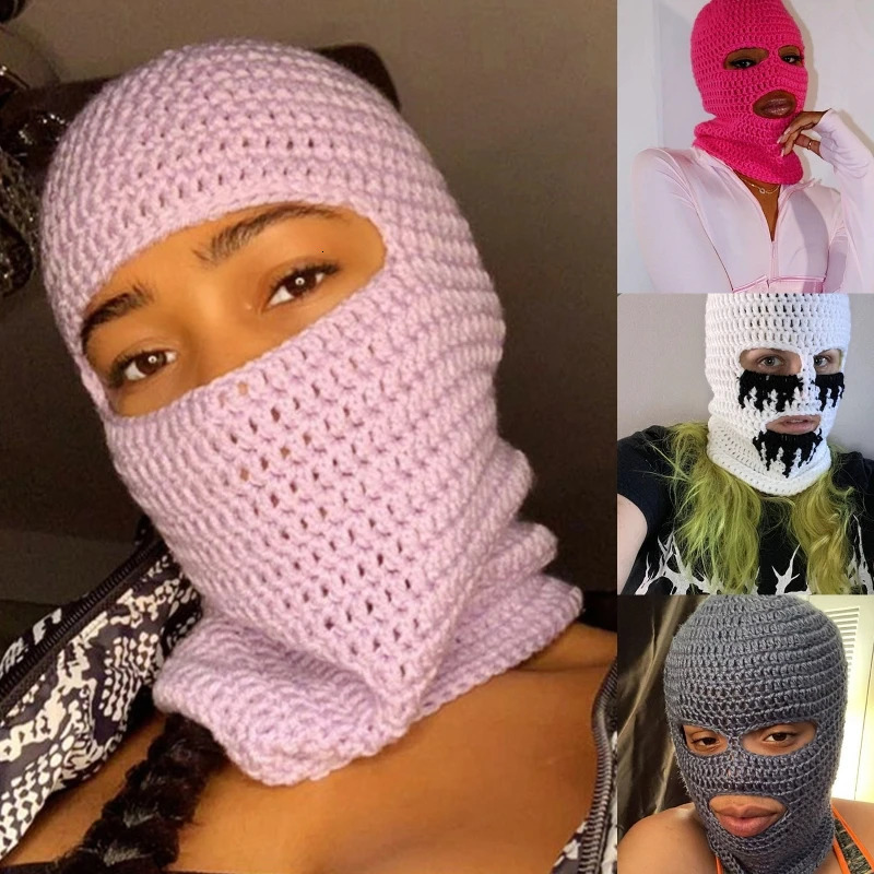 Rainbow Striped Balaclava Knit Balaclava Halloween Balaclava Hooded Hat Scarf Beanie Winter Skull Cap Beanie Neck Warmer 240712